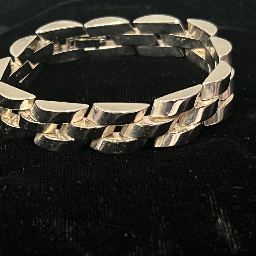 Sterling Silver 925 Interlocking Link Bracelet - image 5